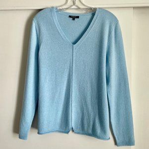 Lafayette 148 New York Cashmere V Neck Sweater L Blue